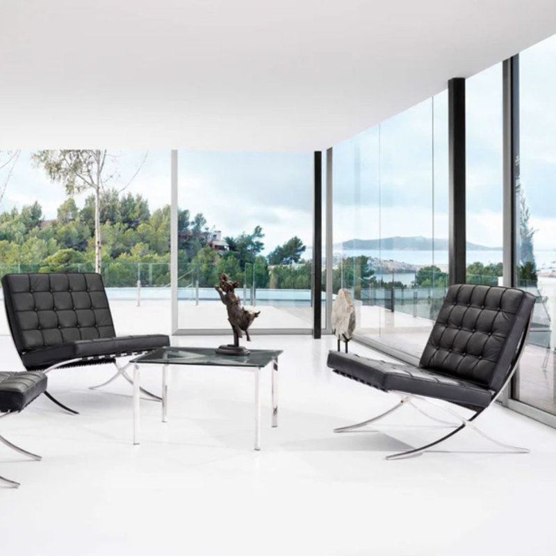  Cruzado Lounge Chair, Black Faux Leather