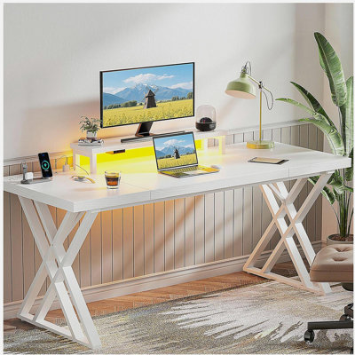 Bureau d'ordinateur épais - 180 blanc