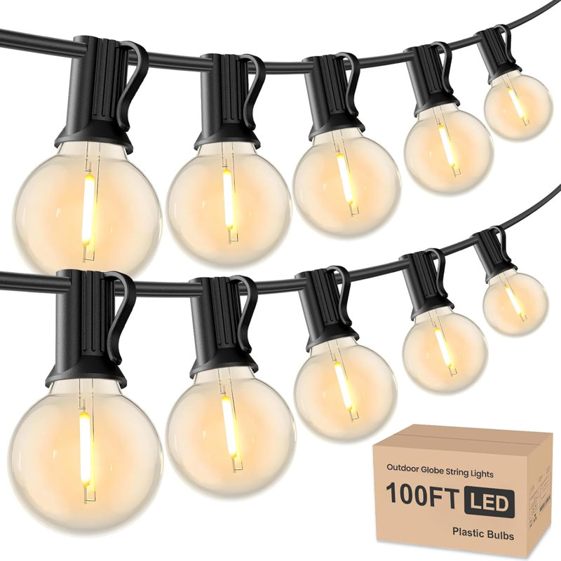 100FT Dimmable Outdoor Globe String Lights, 100ft