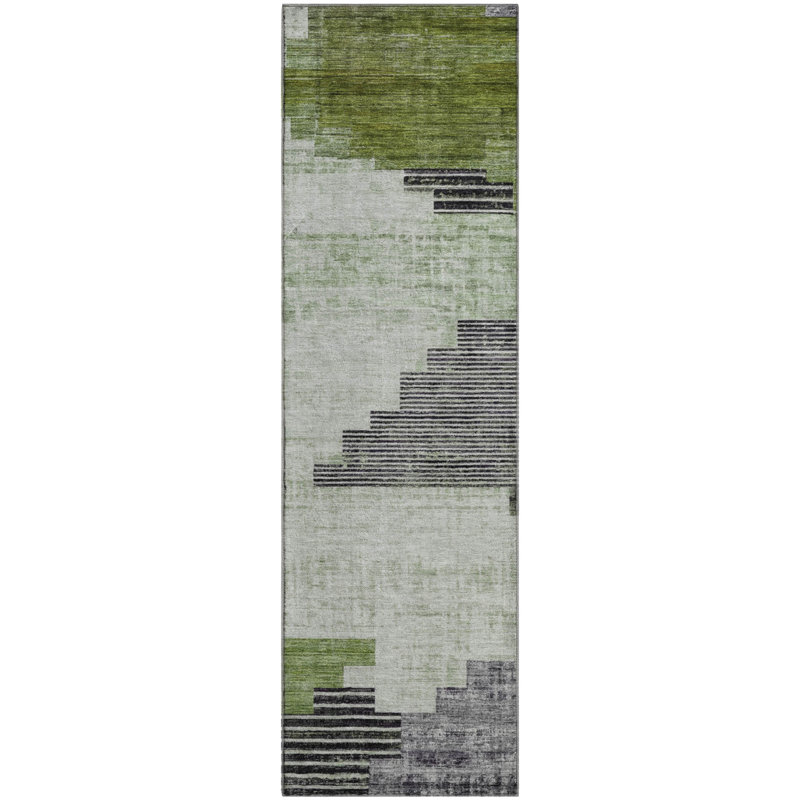 Tapis géométrique de qualité supérieure lavable à la machine Ashington AMF1829, Tapis de couloir 2 pi 3 po x 7 pi 6 po