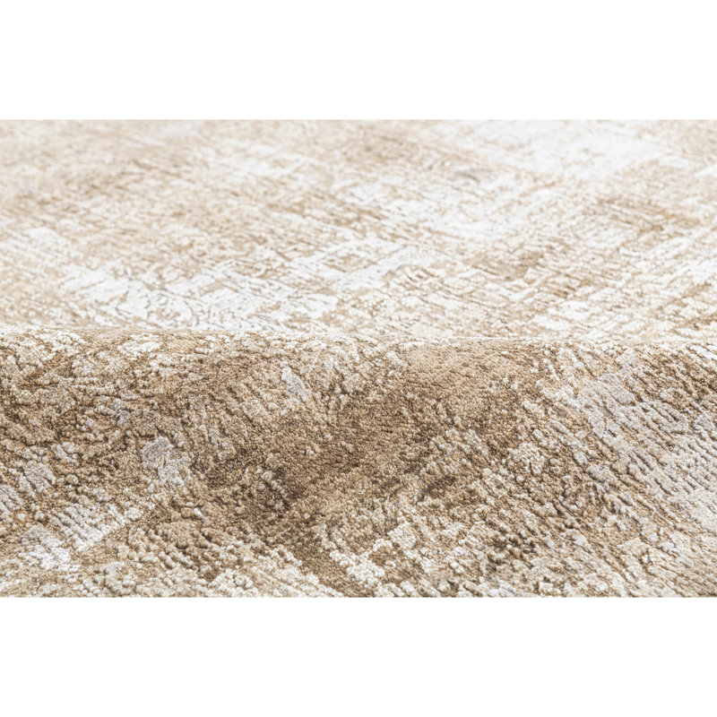 Handmade Silk and Wool Abstract Area Rug, Rectangle 9' x 12'