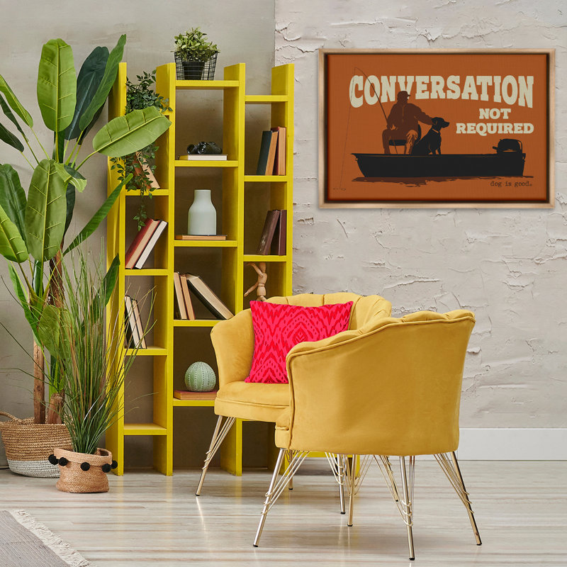 Conversation Not Required Dog Brown Framed Floater Canvas by Dog Is Good, Montalcino Elm Floater Frame, 21" H x 31" W