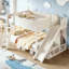 Lit superposé avec tablettes de rangement, lit superposé en bois massif avec glissière et échelles, conception à profil bas-852171871