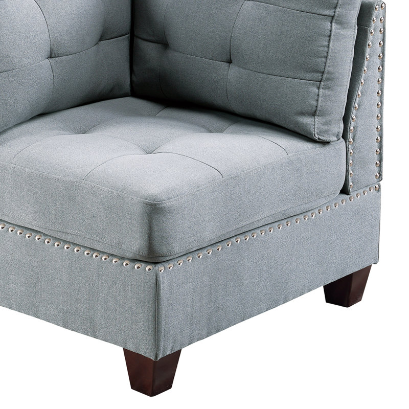 Modular - 2Pc Gray Linen-Like Chair, 32"X32"X35" H, With Wood Frame Overlordship In Gray, Fabric H Supremacy