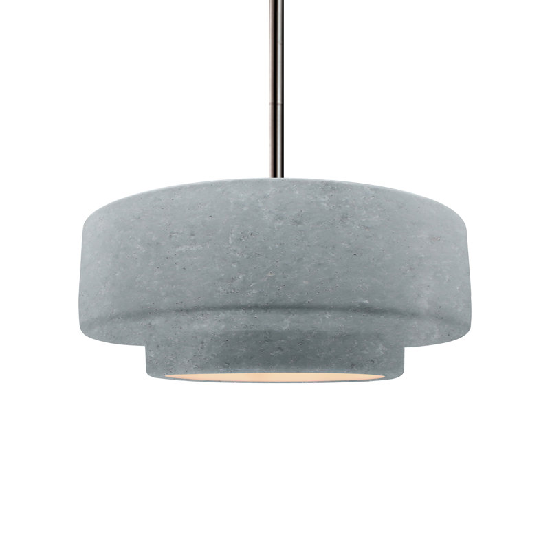 Luminaire suspendu à 1 lumière Meydan, H 5,25 po x l 14,5 po x P 14,5 po, Nickel brossé, Béton