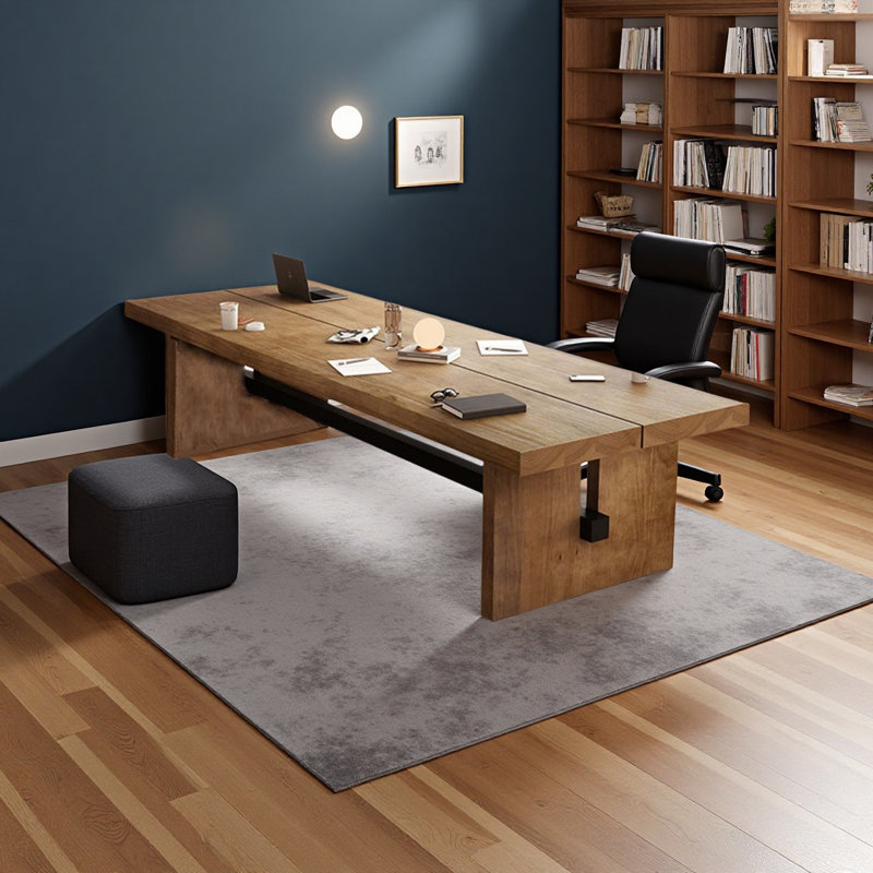 Rectangular solid wood office table, 29.53" H x 102.36" W x 39.37" D