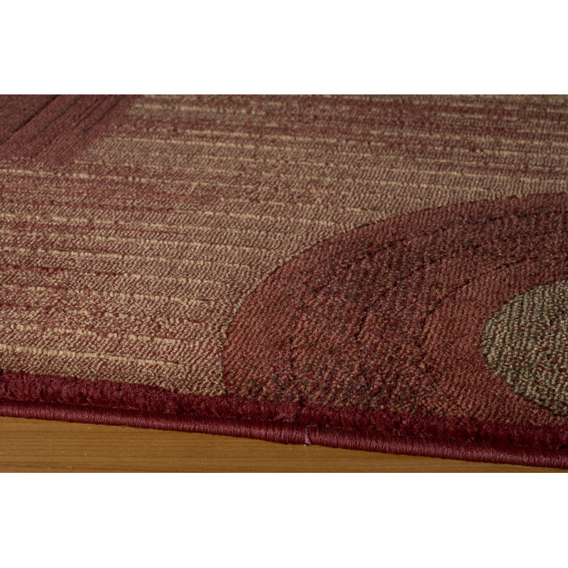 Tapis à motifs abstraits rouge Dominique, Rectangle 7 pi 10 po x 9 pi 10 po