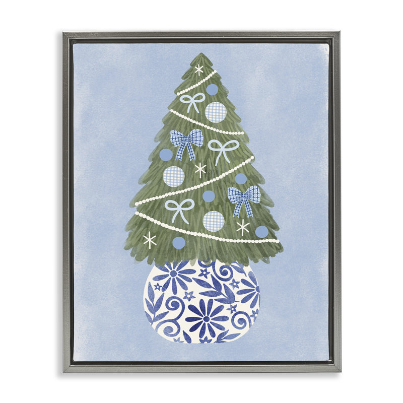Arbre de Noël encadré, art mural par Taylor Shannon Designs, H 21 po x l 17 po, Cadre flottant gris lustré
