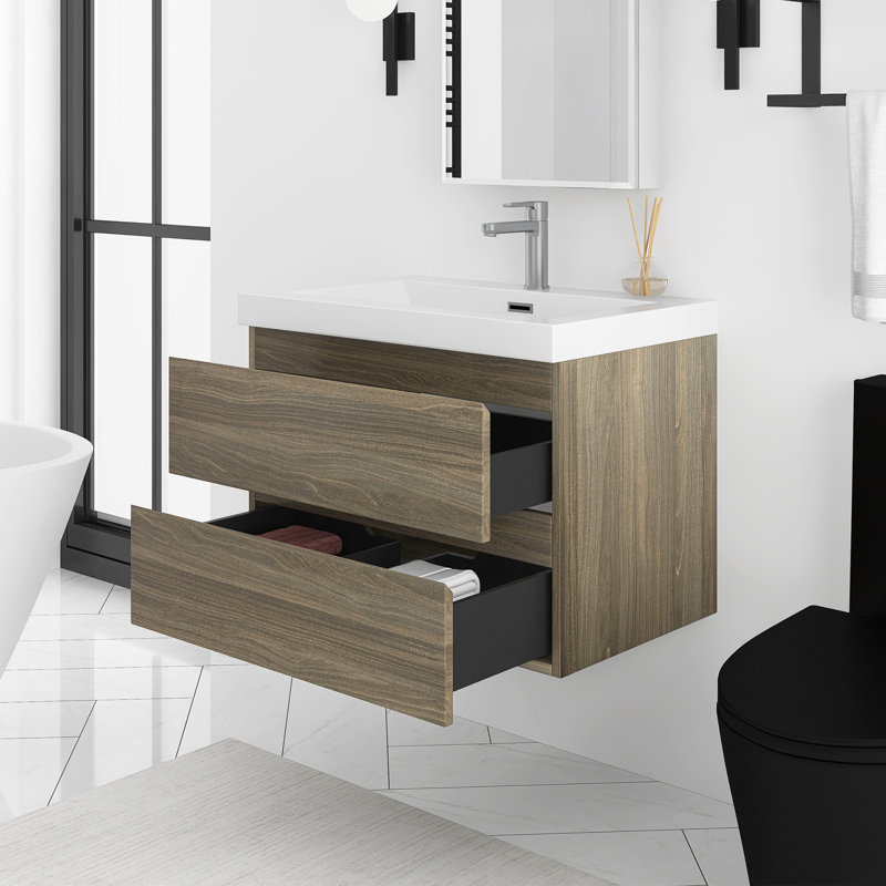 Meuble-lavabo flottant 30 po avec lavabo, Gris
