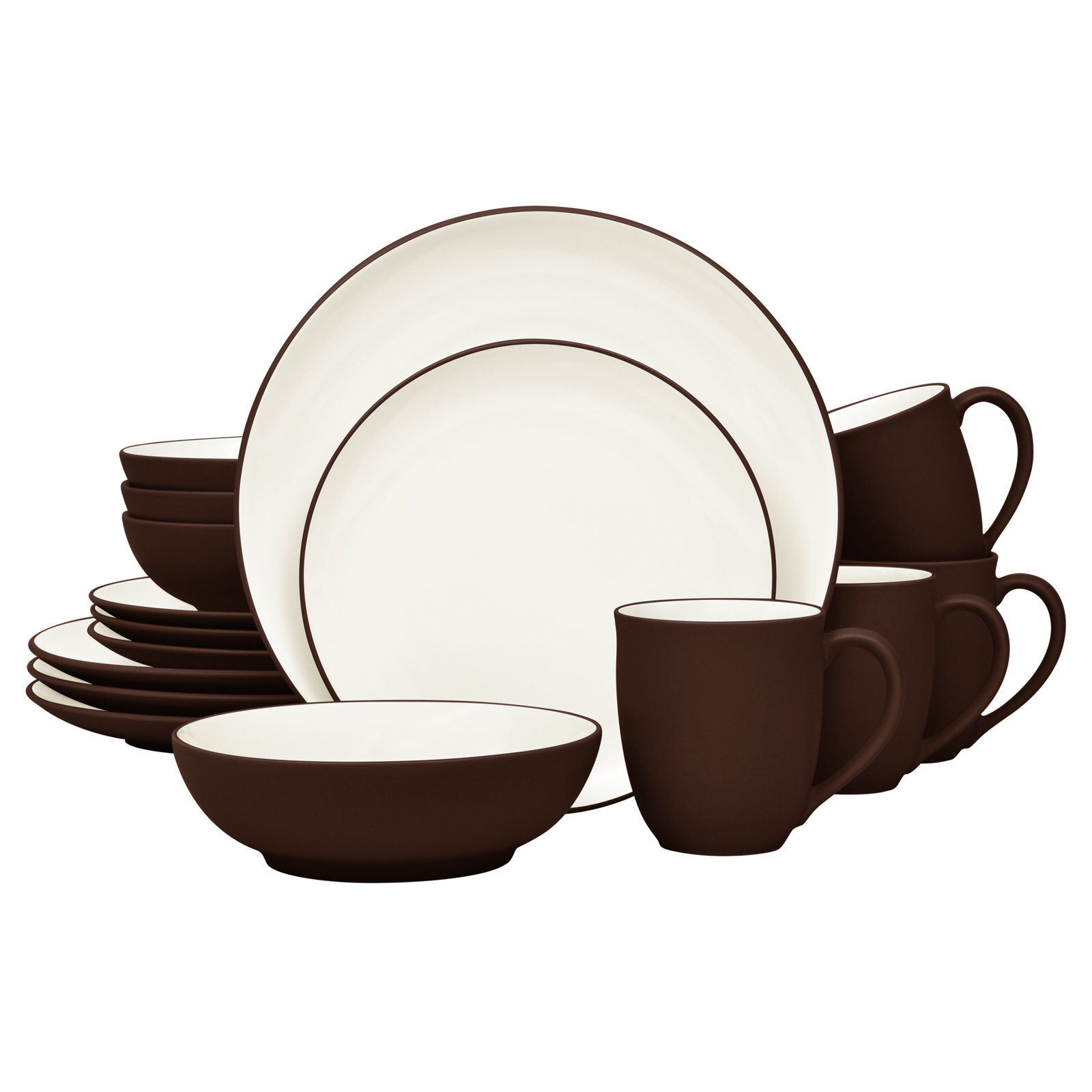 Colorwave Stoneware Dinnerware Set - Service for 4, Chocolate
