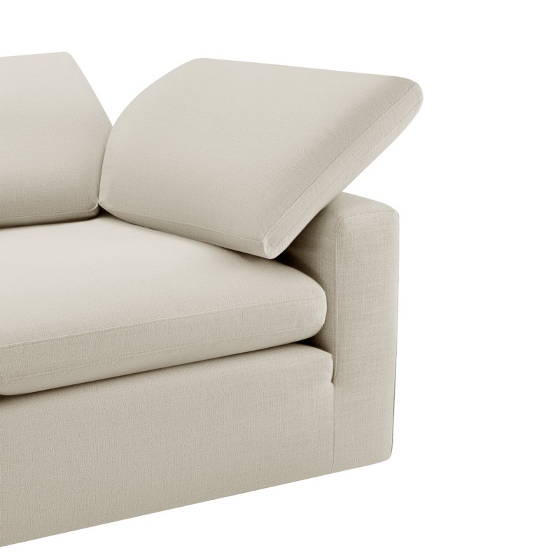 Canapé modulaire rembourré 3 pièces 89 po Asher, Ivoire ivoire