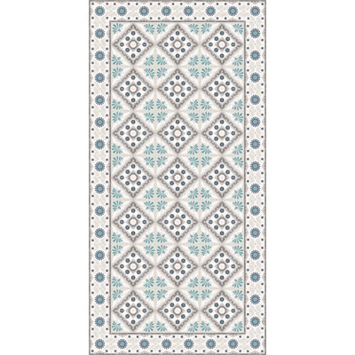 Fontana Geometric Blue  Easy to Clean Vinyl Mat