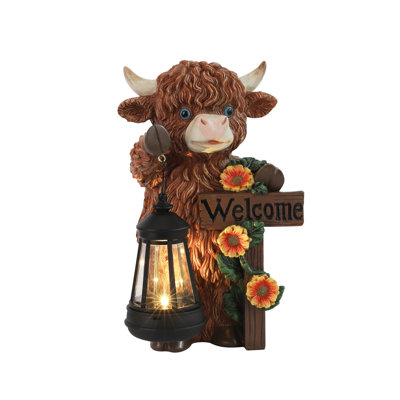 Sunny Moo Solar Cow Statue With LED Lantern