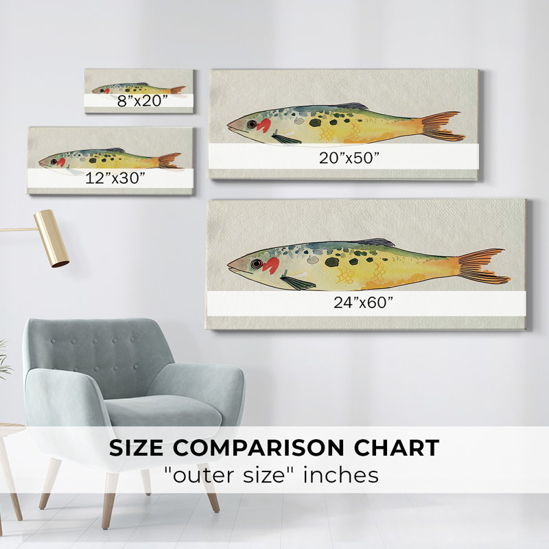 Impression sur toile, "Fantaisie de poisson I", H 24 po x l 60 po x P 1,5 po