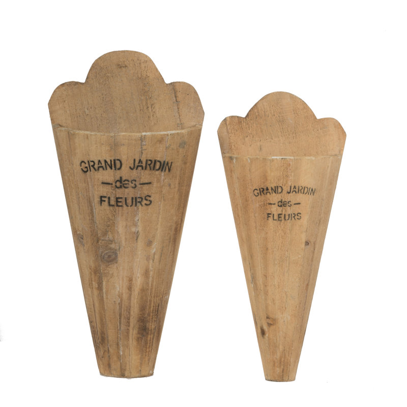 Ensemble de 2 vases muraux en bois naturel Uvo Navarrette