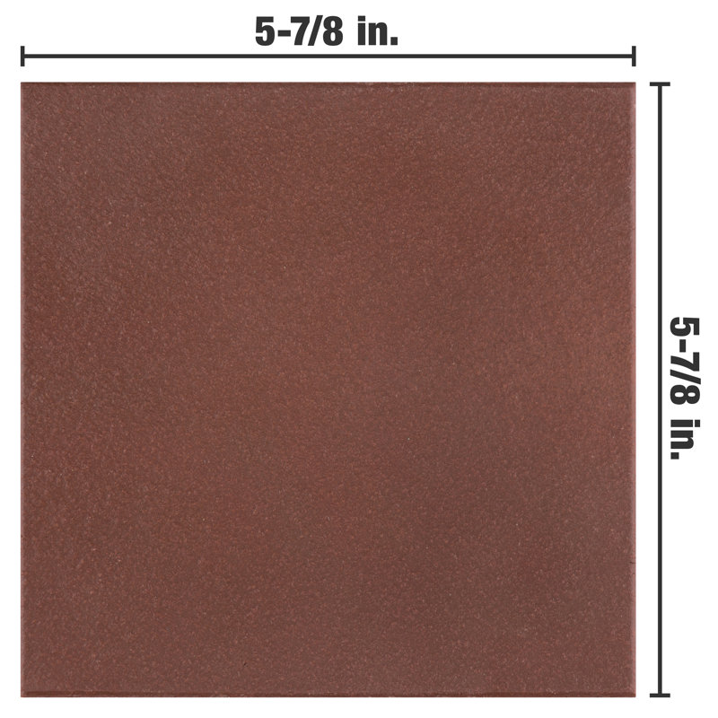 Quarry 6" x 6" Ceramic Wall & Floor Klinker Tile, Flame Red