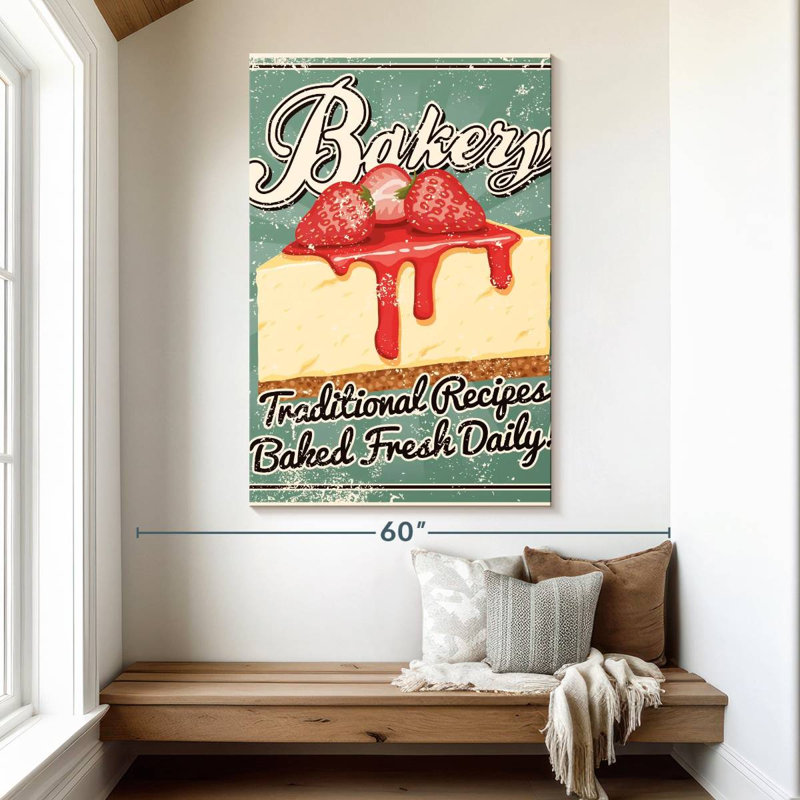 Kema Strawberry Cheesecake Bakery Wall Sign, 51" H x 34" W