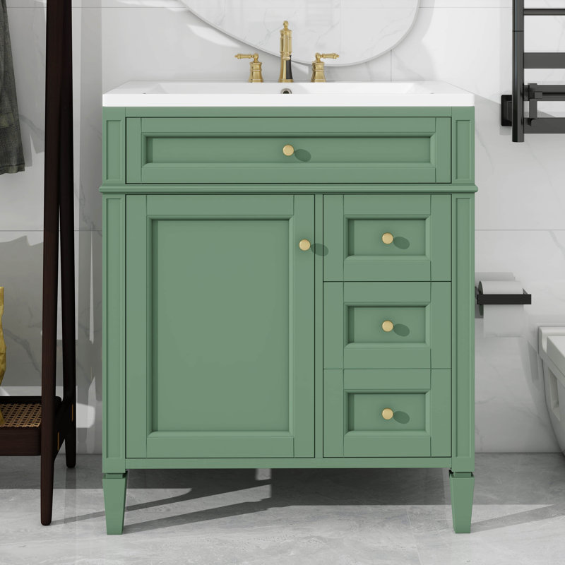 Ensemble de meuble-lavabo moderne de 30 pouces avec lavabo sur le dessus, comprenant 2 tiroirs et un tiroir supplémentaire