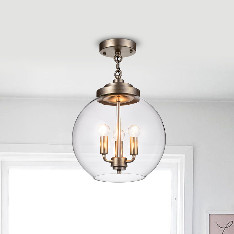 Brason 3 - Light 11.8" Champagne Simple Globe Semi Flush Mount