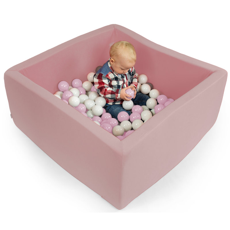 Velvet Ball Pit Square - 90 x 40 x 5 cm with 200 x 6 cm Balls, Pink