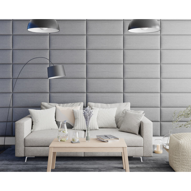 Kardae 30 cm x 75 cm Peel and Stick Upholstered Wall Paneling in Grey