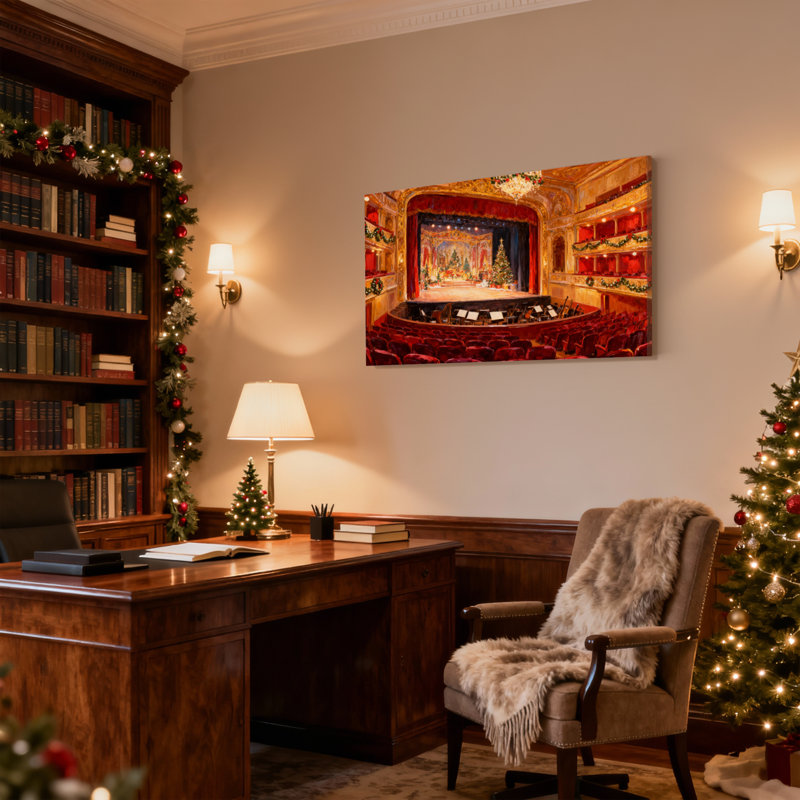 Opéra de Noël intérieur, ensemble de 3 décorations d'art sur toile, H 20 po x l 30 po
