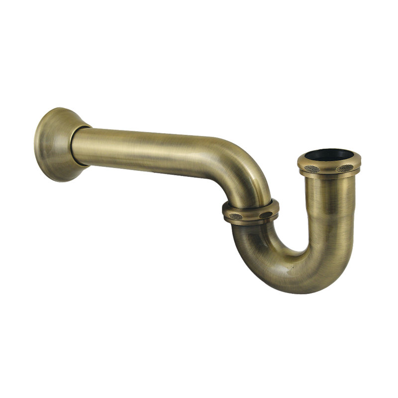 Kingston Brass Vintage 1-1/4 (or 1-1/2) x 1-1/2 Inch Decor P-Trap with Bell Flange, 13-1/16 Inch Length, 18 Gauge