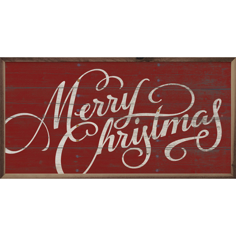 Merry Christmas - rouge bouclé, H 18 po x l 36 po