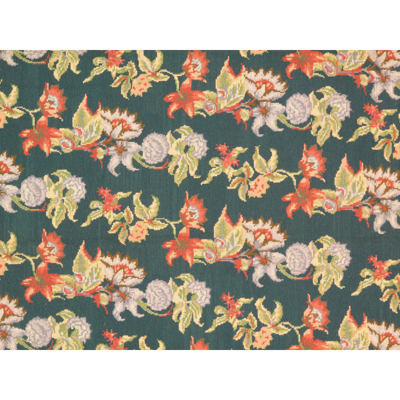 Tapis vert / jaune / orange en laine tissé à la main Fench Abusson Design