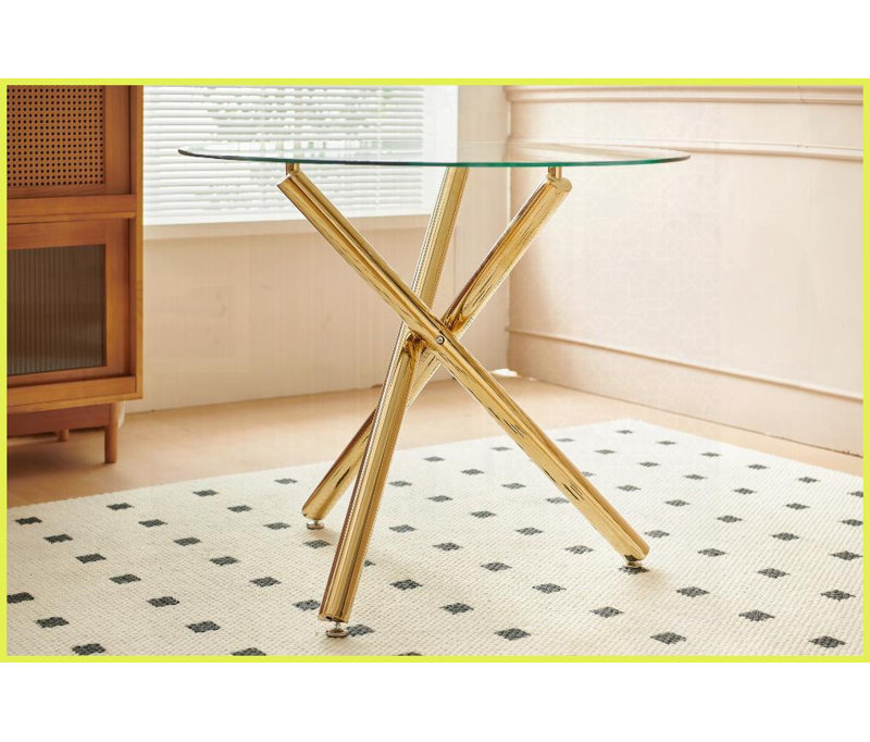 Table basse à plateau en verre peu encombrant avec pieds en métal, facile à nettoyer et amp; Stable pour la cuisine / le salon