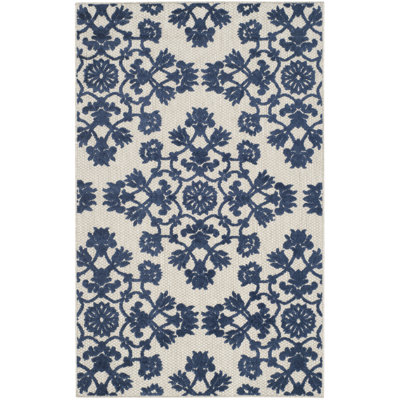 Tapis d'intérieur / extérieur gris / bleu Wallick