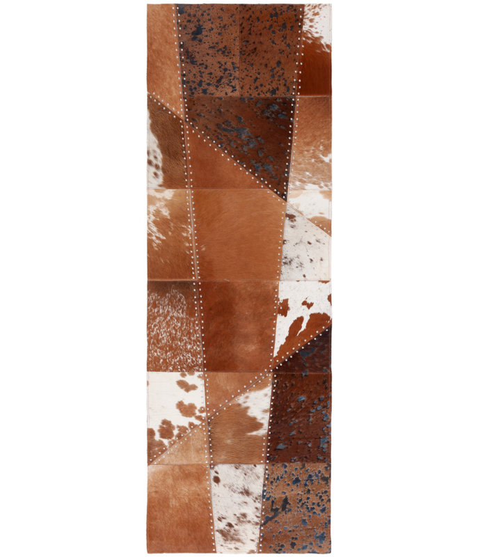 Tapis géométrique brun / ivoire tissé à plat à la main Mancilla, Tapis de couloir 2 pi 3 po x 7 pi