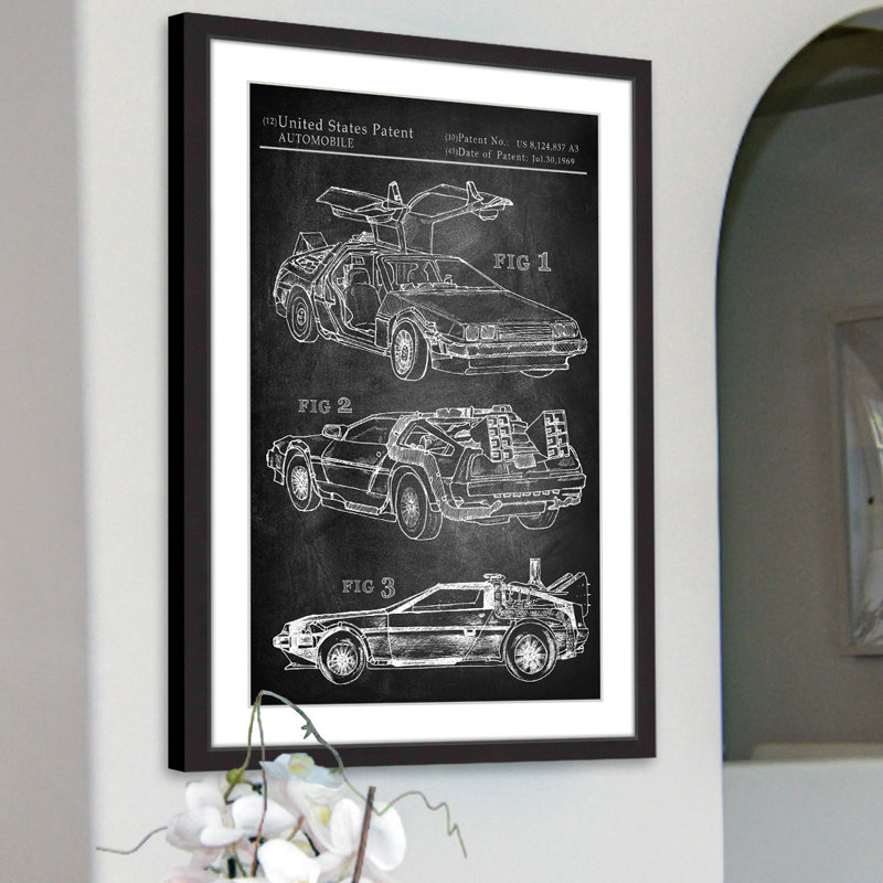 « back to the future voiture », reproduction d’art encadrée, H 24 po x l 16 po x P 1,5 po
