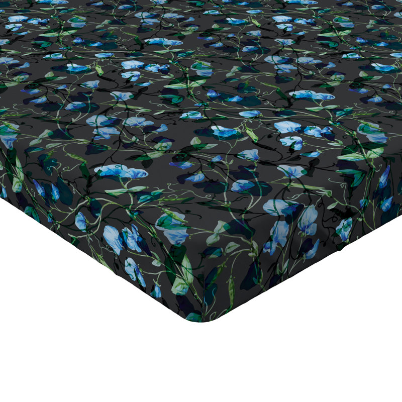 Drap-housse Ambesonne, Vert réséda / motif floral bleu ciel, Drap-housse de taille double