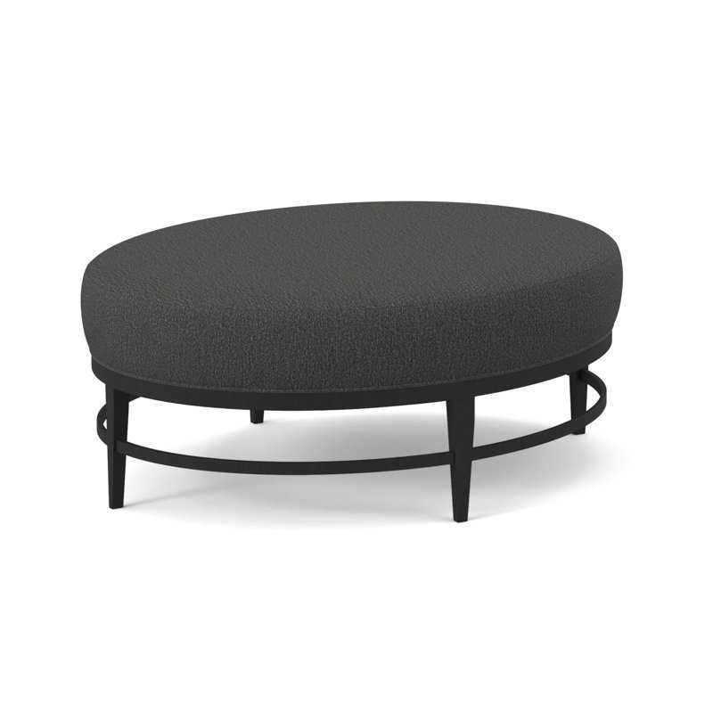 Elliptic Boucle and Velvet Ottoman, Fizz Ivory 100% Polyester, Espresso