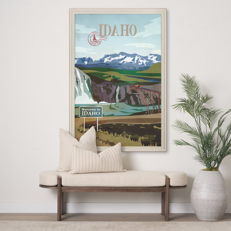 Idaho Go par Simone, reproduction d'art encadrée sous verre, H 61,5 po x l 41,5 po x P 1,5 po, Cadre photo brun / noyer