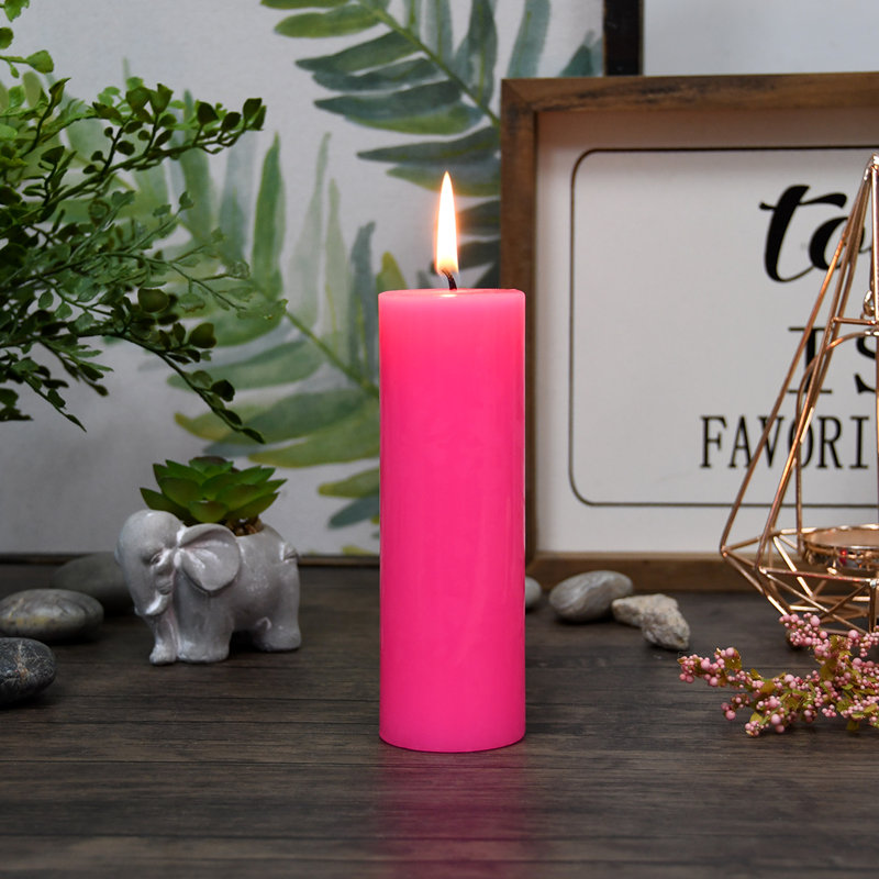 6 Inch Hot Pink Pillar Candle, 1, Hot Pink, 6" H x 2" W x 2" D