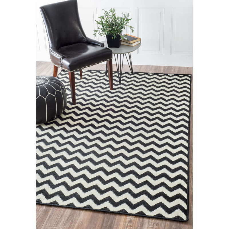 Tapis ivoire / noir Cunningham, Rectangle 8 pi 10 po x 12 pi 2 po