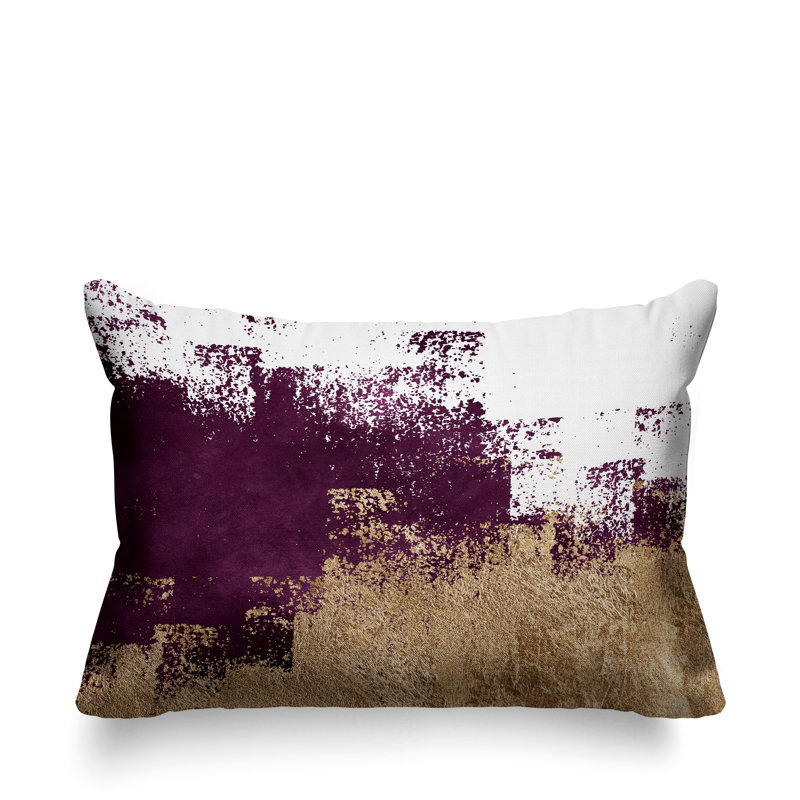 Coussin décoratif intérieur / extérieur Wes, Mauve / or / blanc