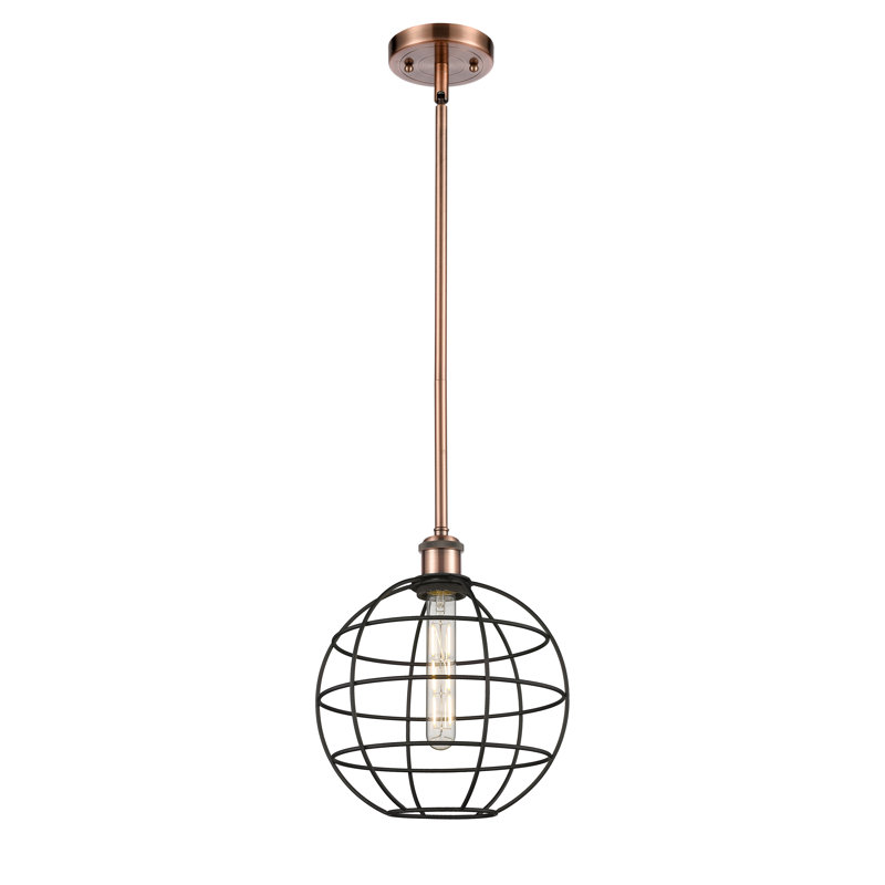 Luminaire suspendu à tige 1 lumière 16 po Ballston Lake Placid, H 12,75 po x l 9,5 po x P 9,5 po, Cuivre antique