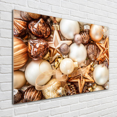 Christmas Baubles - No Frame Print on Glass