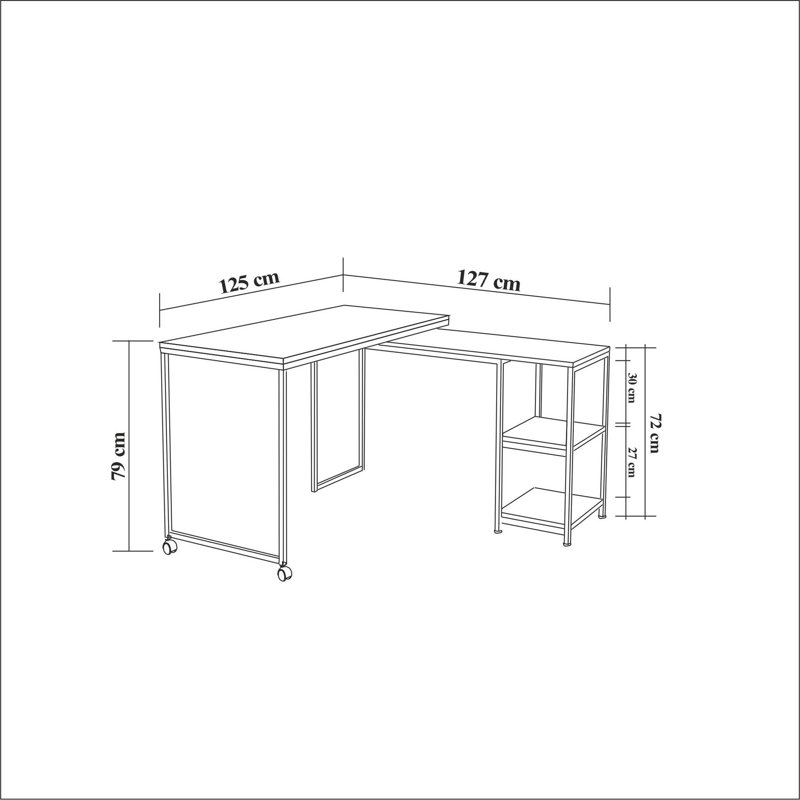 Bureau d'étude industriel avec structure en métal, pin atlantique et finition noire | 49,2 po x 31,1 po x 21,5 po | 100% panneau de particules enduit de mélamine, épaisseur: 0,7 pouce | Vaste espace de rangement avec de nombreuses tablettes pour le bureau à domicile