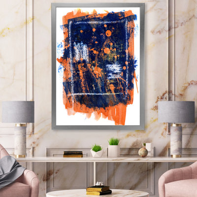 " Orange And Navy Blue Abstract " Painting Print
