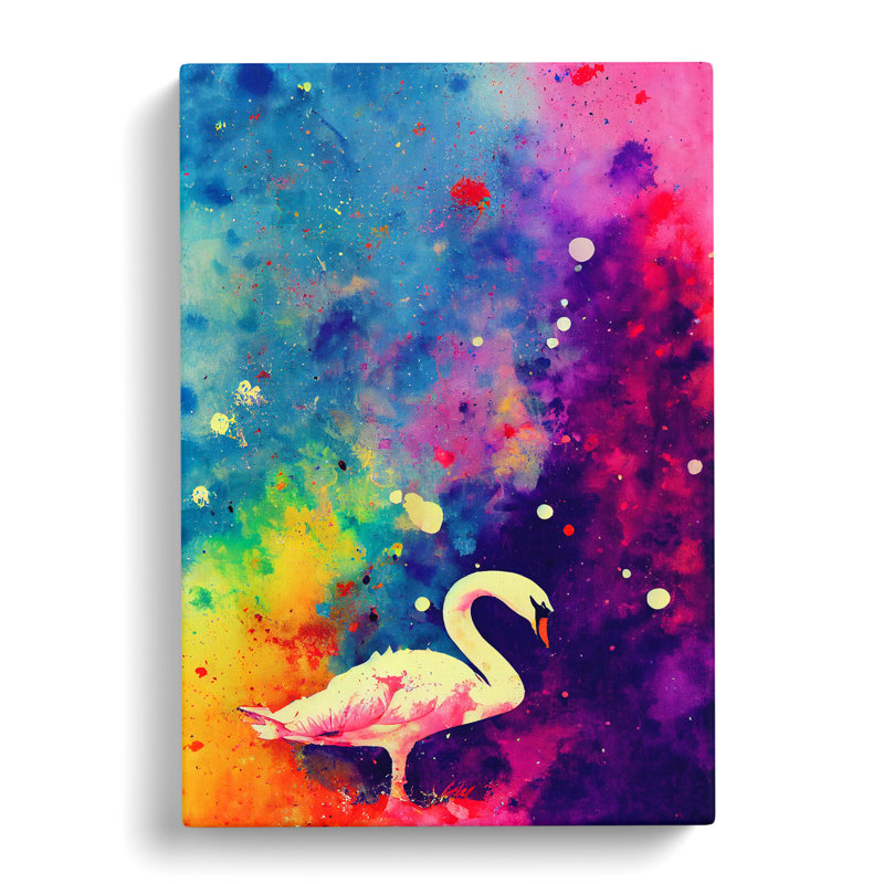 Swan Paint Splash No.1 Abstract - Wrapped Canvas Print, 50cm H x 35cm W x 3cm D