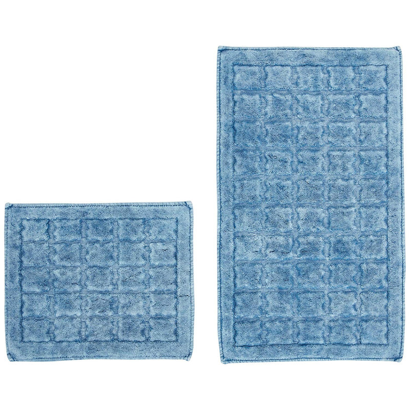 Ensemble de 2 tapis de bain Pockerley, Bleu