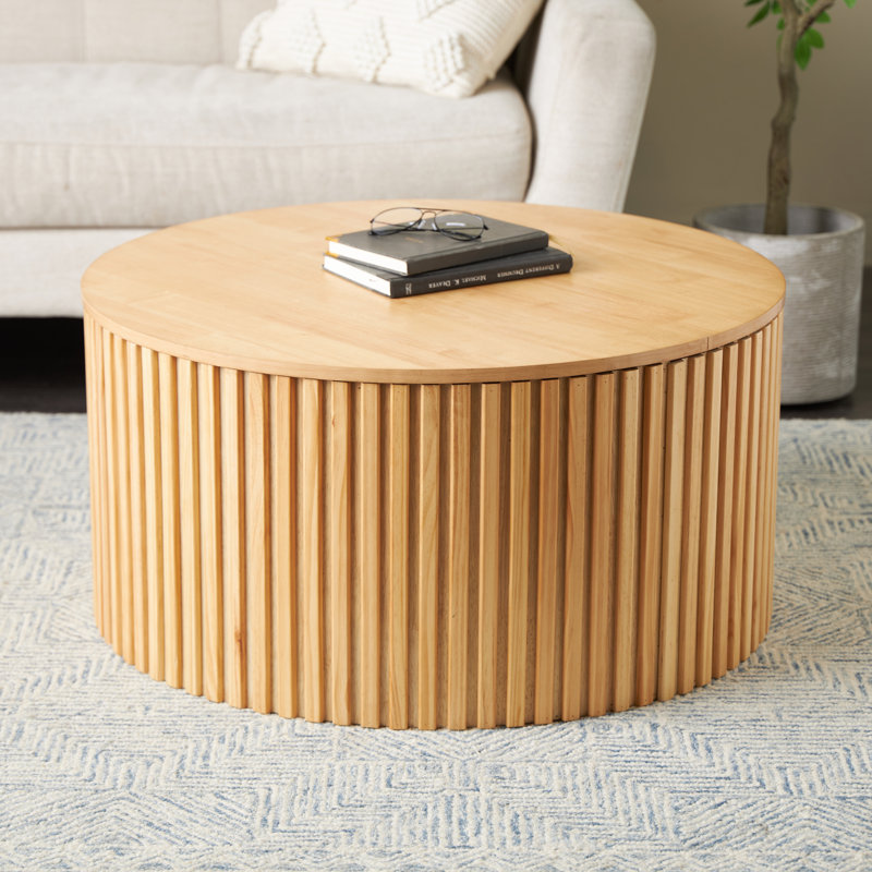 Table basse de salon côtelée en bois Cole and Grey, Brun