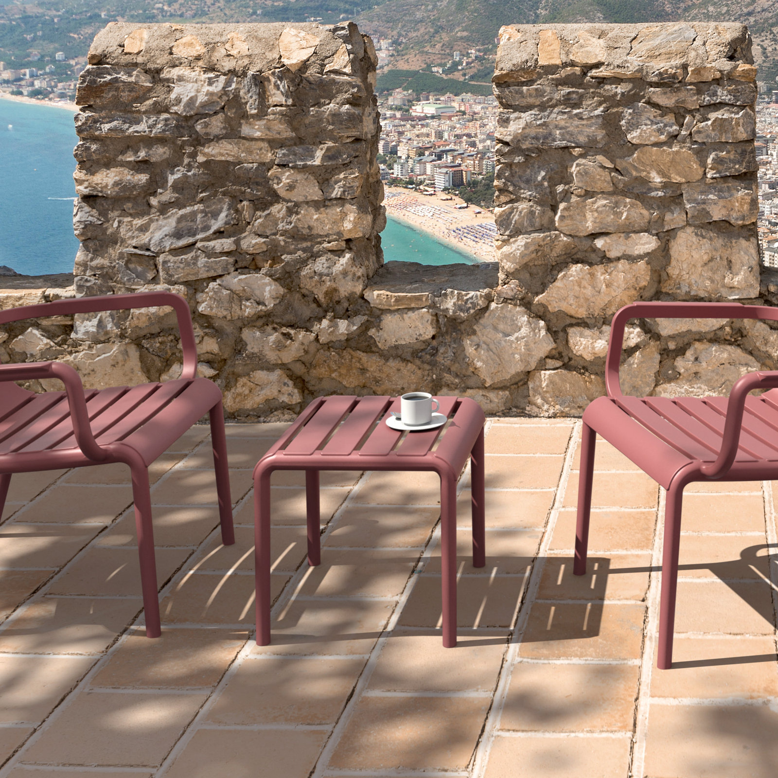 Paris 16" Outdoor Side Table, Marsala