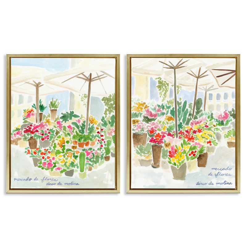  «Outdoor Gardens Patio», ensemble de 2 toiles flottantes encadrées par June Erica Vess, H 21 po x l 17 po