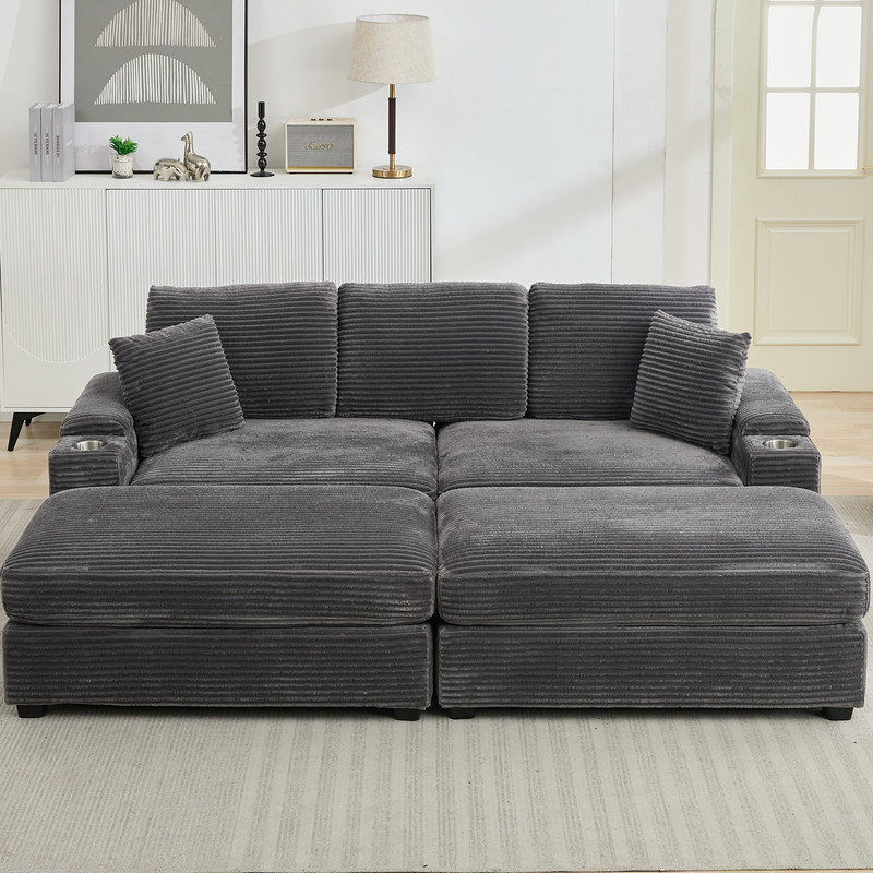 Ensemble de canapé-lit modulaire convertible Boneless Combination, Gris