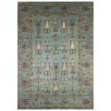 Aryana Wool Oriental Area Rug in Light Blue/Red